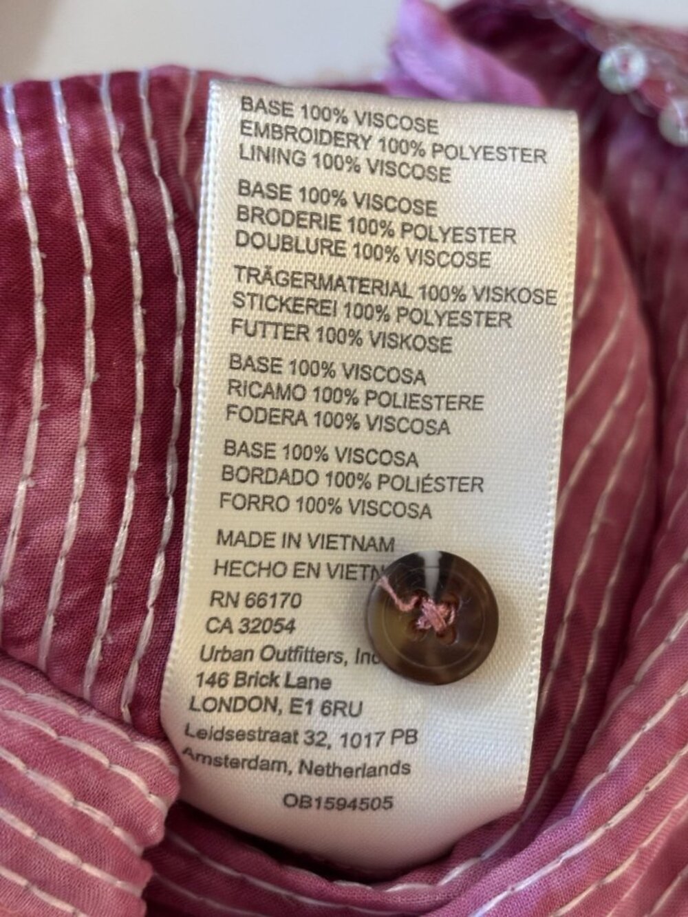 Anthropologie Pilcro Pink Sequin Button-Up Blouse Top Long Sleeves Size Large - Picture 12 of 16